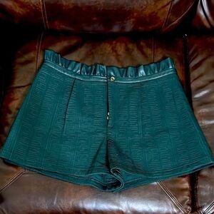 Emily McCarthy Ruffle Shorts Designer Green Women's Shorts